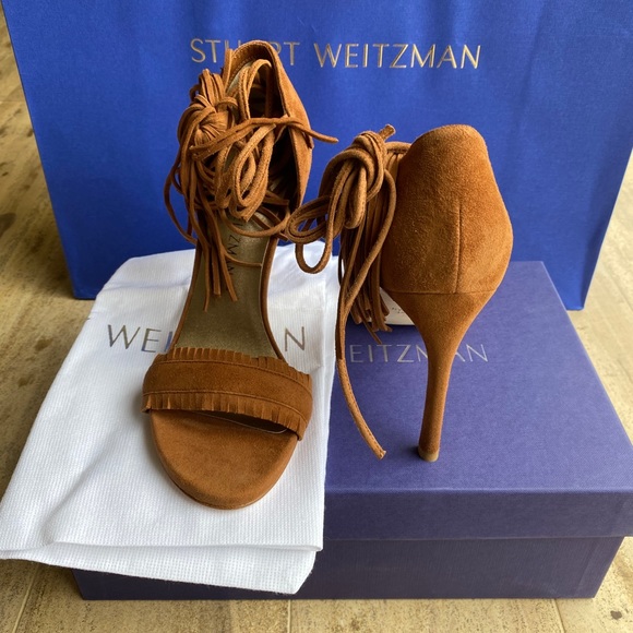 Stuart Weitzman Pompom Suede Sandals Size 5.5 - Picture 5 of 13